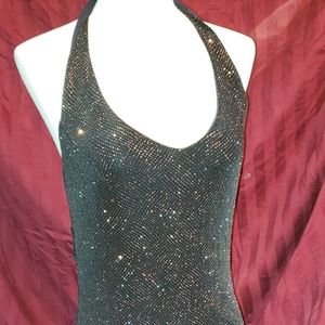 Gold glittery Black dress